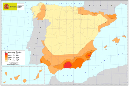 Mapa de peligrosidad sísmica de la Norma Sismorresistente actual NCSE-02