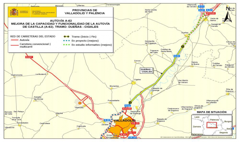 Imagen noticia: Proyecto del trazado del tramo de la A_62 Dueñas-Cigales - Ministerio de Transportes, Movilidad y Agenda Urbana.